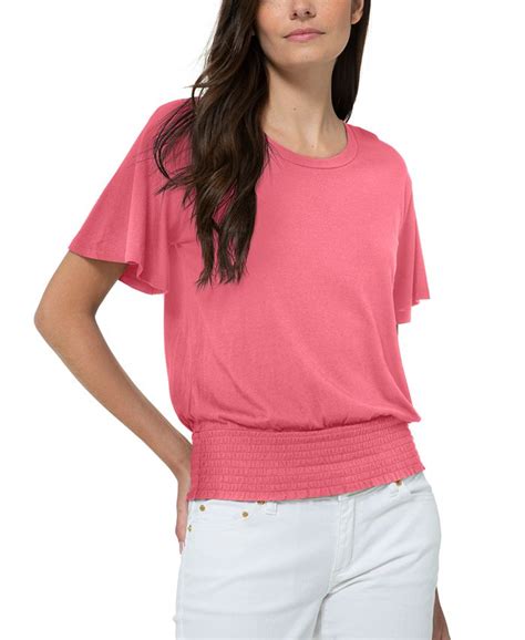 michael kors t shirt donna|Michael Kors smocked waist top.